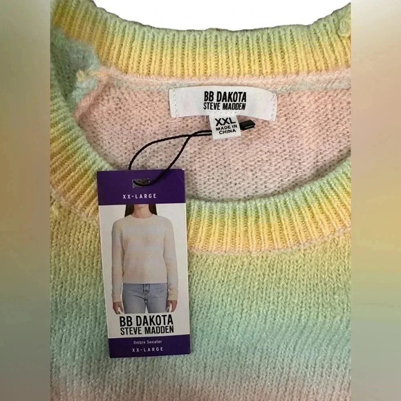 BB Dakota by Steve Madden Yellow Pastel Ombre Pullover Sweater Plus Size XXL New - Picture 6 of 12